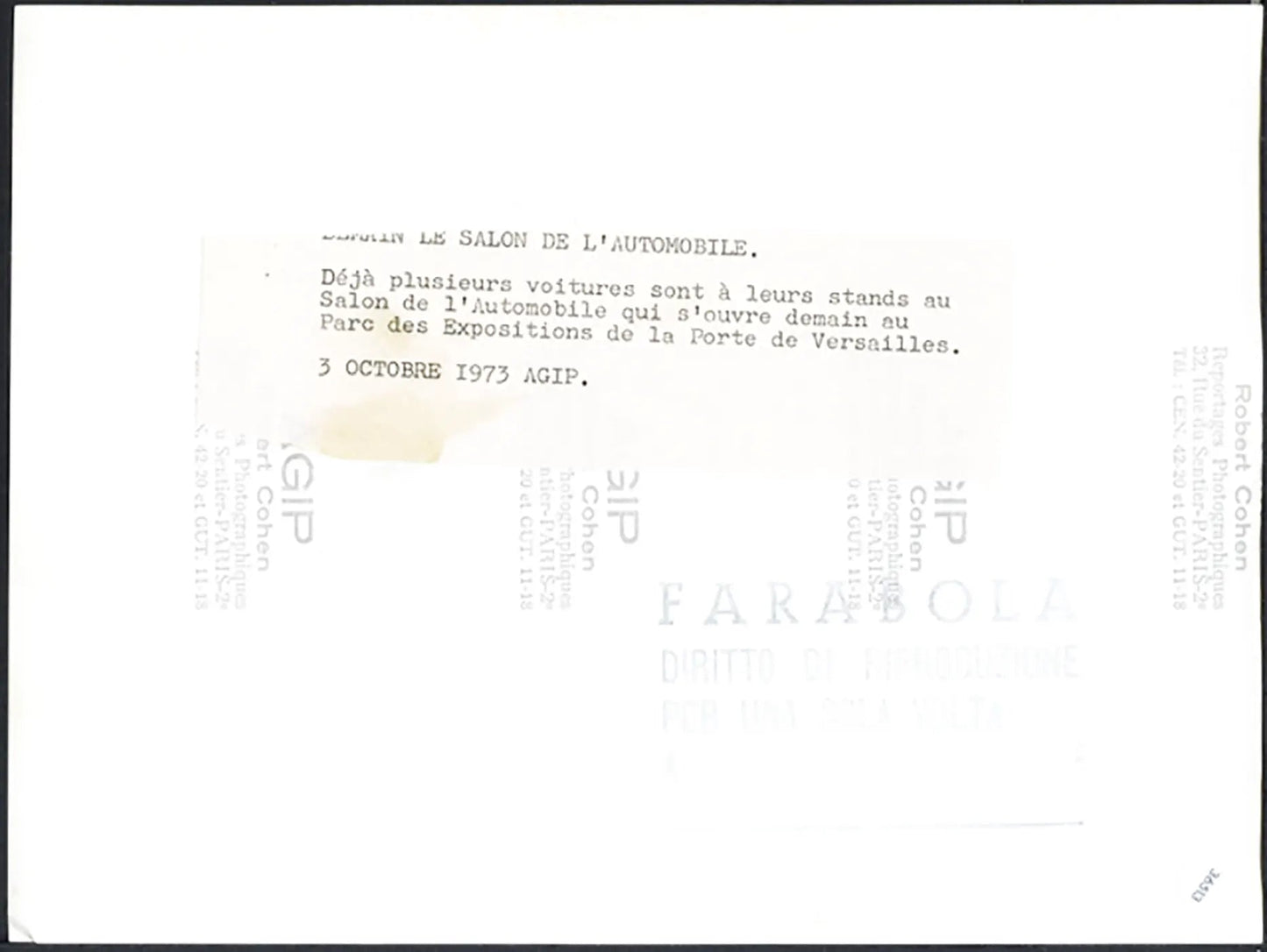Preparativi Salone Auto Parigi 1973 Ft 36513 - Stampa 24x18 cm - Farabola Stampa ai sali d'argento