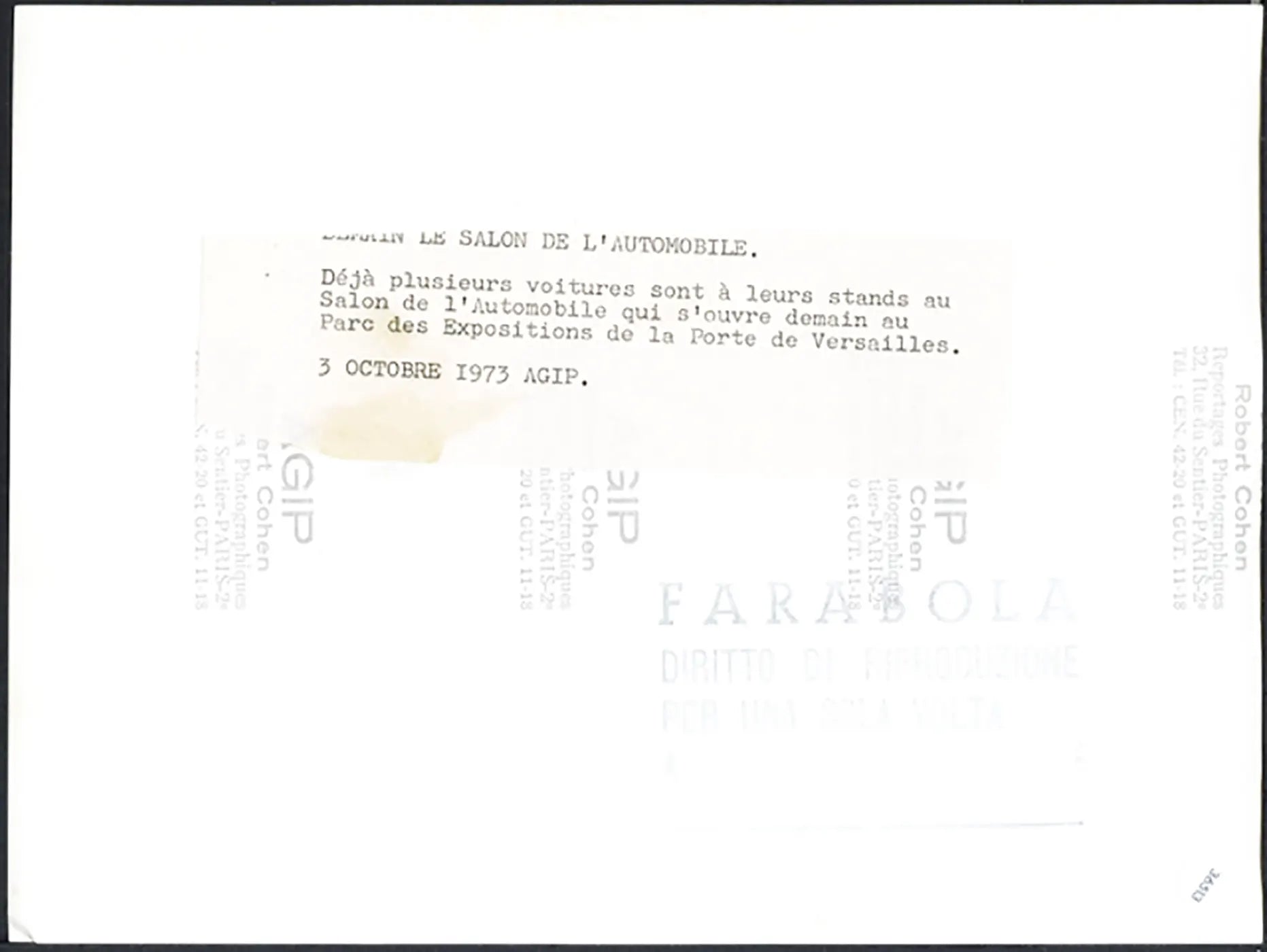 Preparativi Salone Auto Parigi 1973 Ft 36513 - Stampa 24x18 cm - Farabola Stampa ai sali d'argento