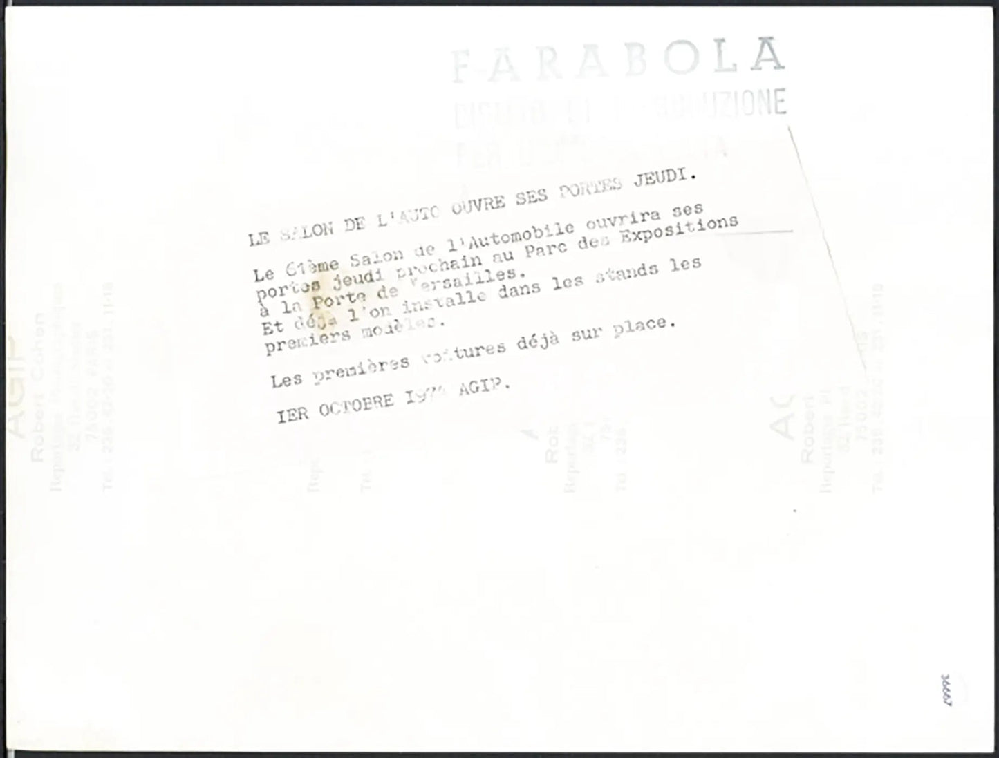 Preparativi Salone Auto Parigi 1974 Ft 36667 - Stampa 24x18 cm - Farabola Stampa ai sali d'argento