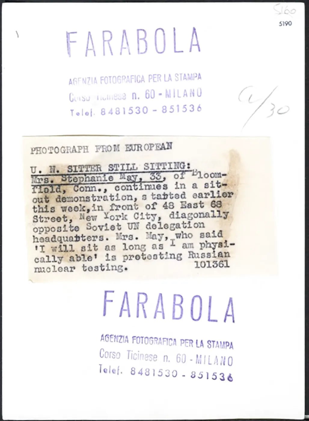 Protesta anti Russia NewYork 1961 Ft 5190 - Stampa 20x15 cm - Farabola Stampa ai sali d'argento