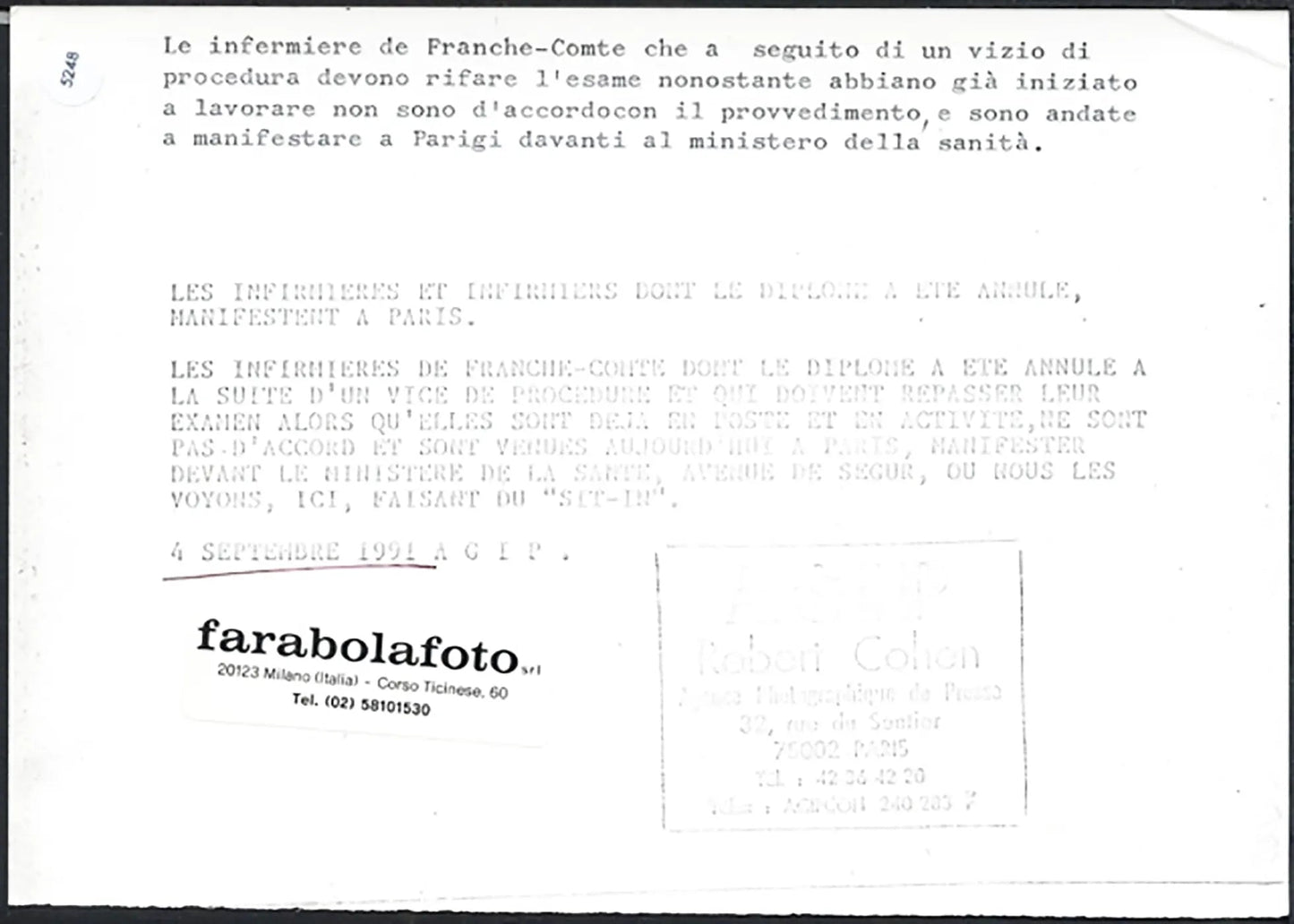 Protesta infermiere a Parigi 1991 Ft 5248 - Stampa 21x15 cm - Farabola Stampa ai sali d'argento