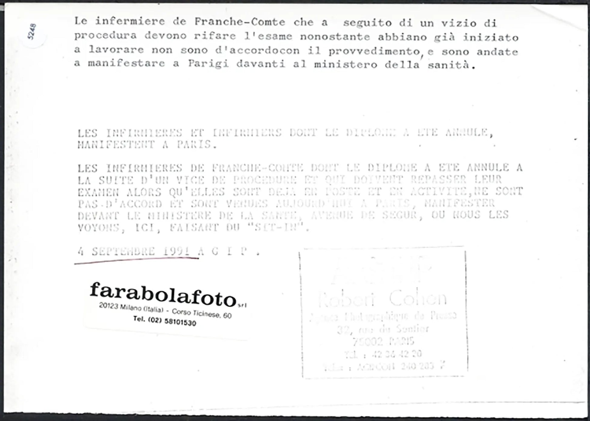 Protesta infermiere a Parigi 1991 Ft 5248 - Stampa 21x15 cm - Farabola Stampa ai sali d'argento