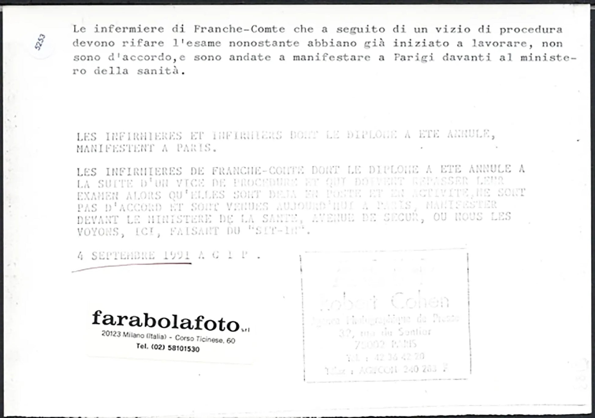 Protesta infermiere a Parigi 1991 Ft 5253 - Stampa 21x15 cm - Farabola Stampa ai sali d'argento