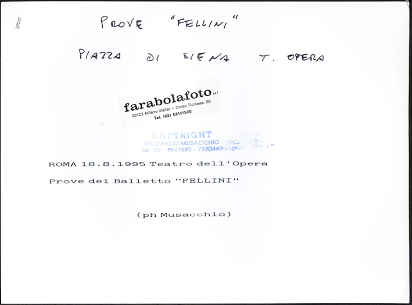 Prove balletto Fellini 1995 Ft 37217 - Stampa 24x18 cm - Farabola Stampa ai sali d'argento