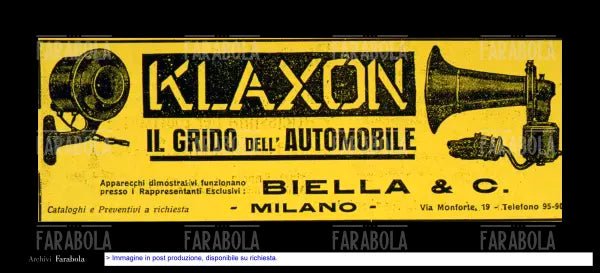 Pubblicità dei dispositivi di segnalazione acustica Klaxon, 1930 - Farabola Immagine digitale