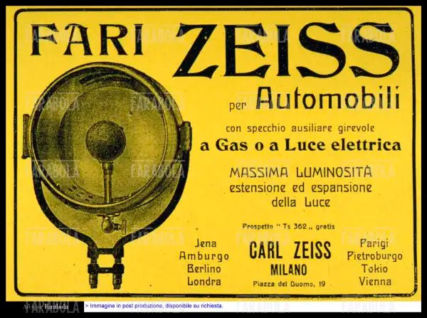 Pubblicità dei fari per automobili Zeiss, anni 10 - Farabola Immagine digitale