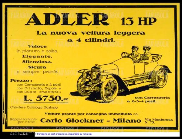 Pubblicità dell'auto Adler 13 HP, 1912 - Farabola Immagine digitale