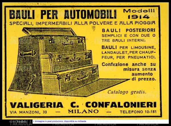 Pubblicità di bauli per automobili, 1914 - Farabola Immagine digitale