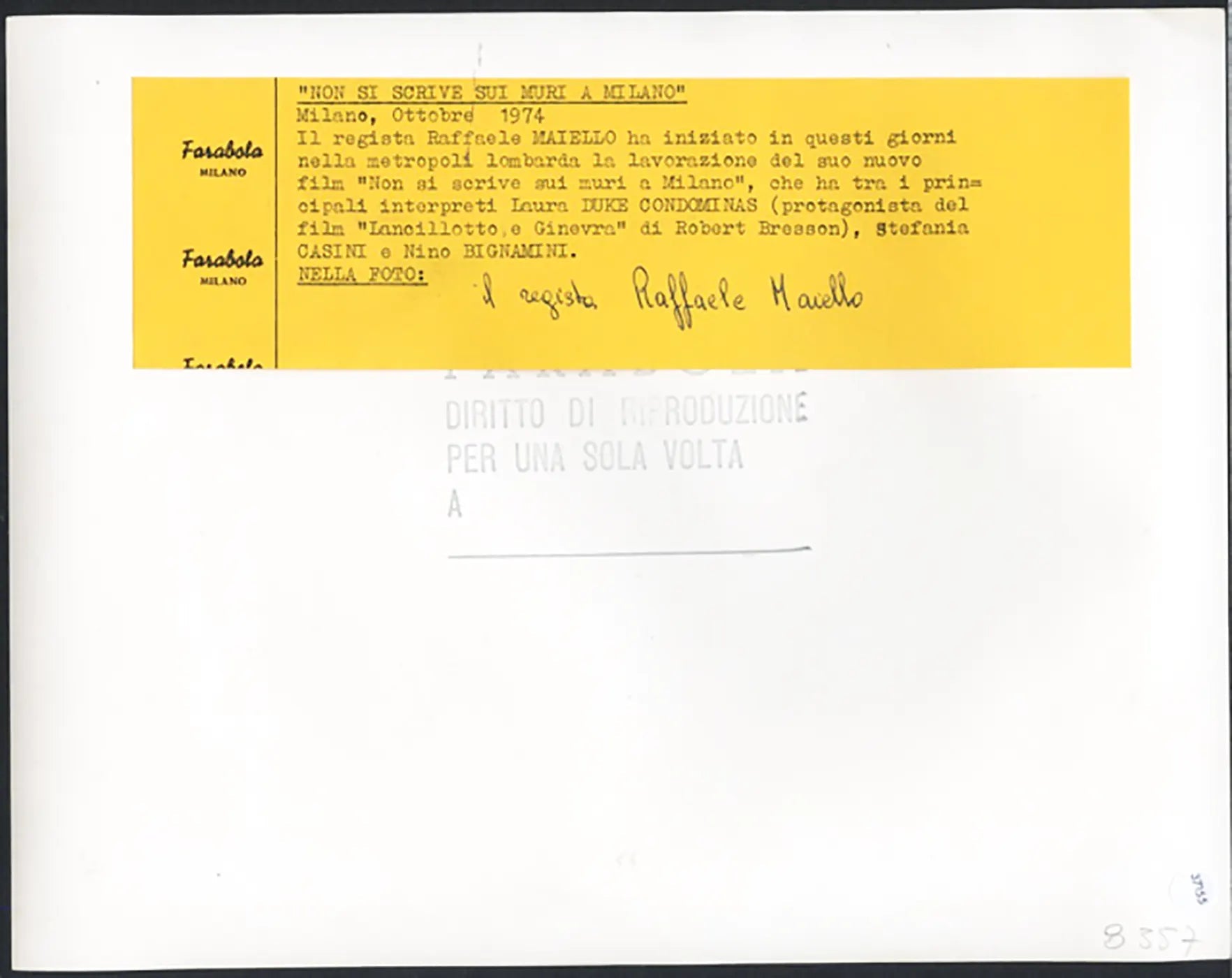 Raffaele Maiello sul set 1974 Ft 37155 - Stampa 21x27 cm - Farabola Stampa ai sali d'argento