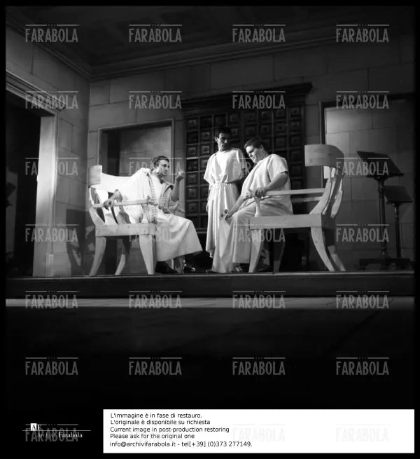 Raoul Grassili, Gian Maria Volonté e Tino Buazzelli, La Congiura, 1960 - Farabola Immagine digitale