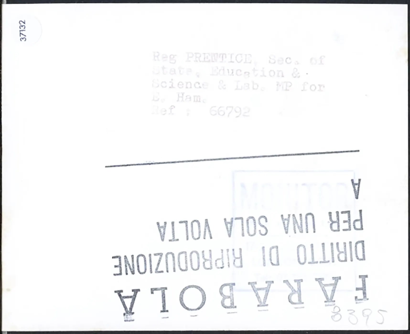 Reginald Ernest Prentice 1966 Ft 37132 - Stampa 12x15 cm - Farabola Stampa ai sali d'argento