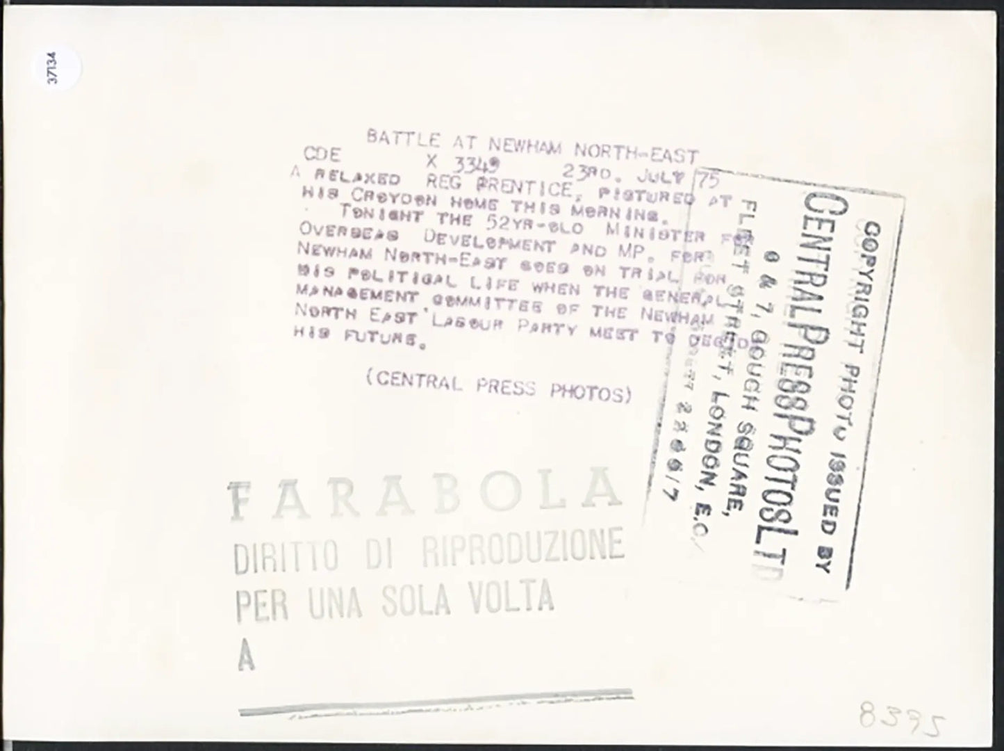 Reginald Ernest Prentice 1975 Ft 37134 - Stampa 20x15 cm - Farabola Stampa ai sali d'argento