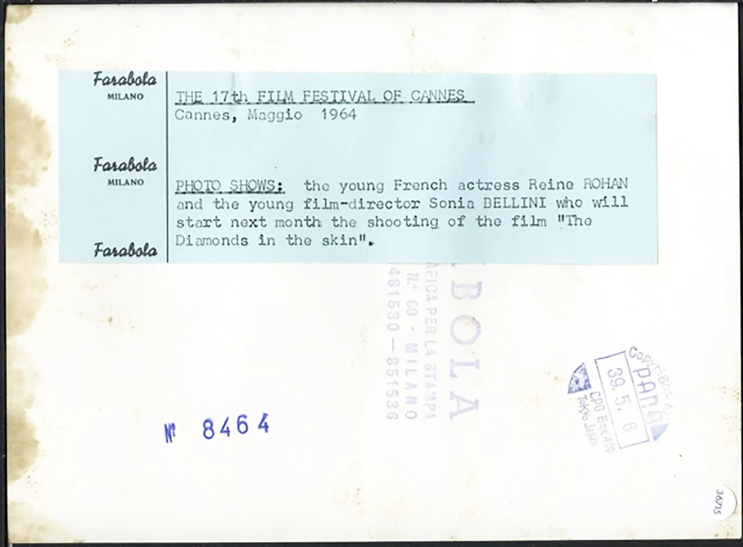 Reine Rohan Festival di Cannes 1964 Ft 36715 - Stampa 21x15 cm - Farabola Stampa ai sali d'argento
