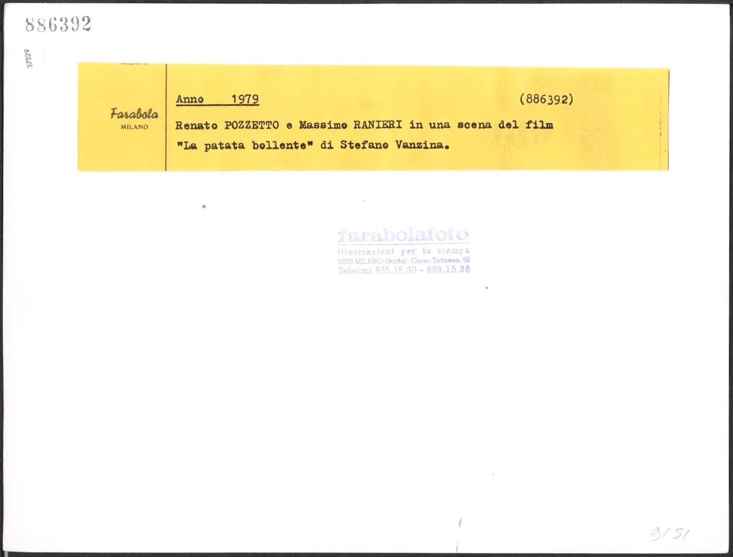 Renato Pozzetto Massimo Ranieri 1979 Ft 37529 - Stampa 21x27 cm - Farabola Stampa ai sali d'argento