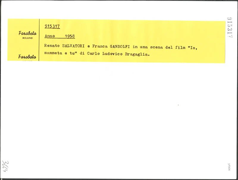 Renato Salvatori e Franca Gandolfi 1958 Ft 37306 - Stampa 24x18 cm - Farabola Stampa ai sali d'argento