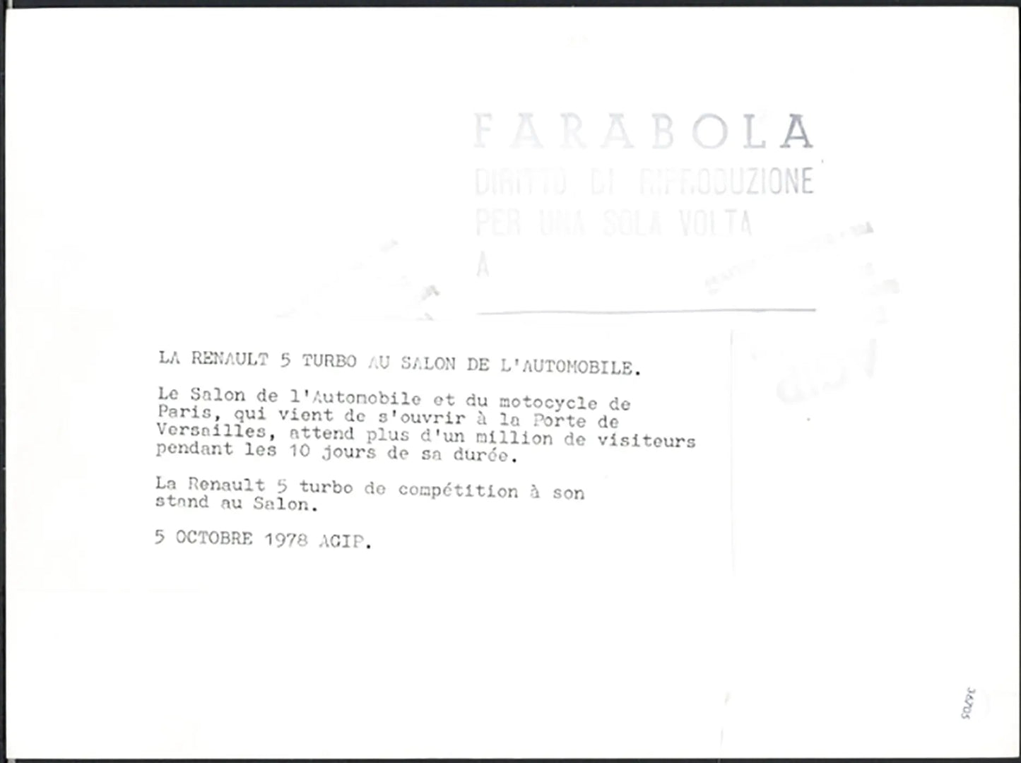 Renault 5 Salone Auto Parigi 1978 Ft 36705 - Stampa 24x18 cm - Farabola Stampa ai sali d'argento