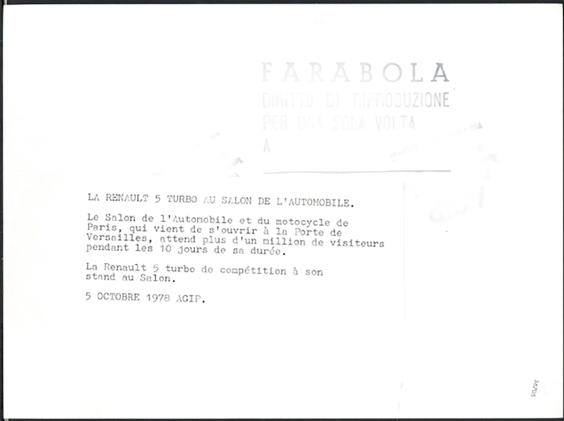 Renault 5 Salone Auto Parigi 1978 Ft 36705 - Stampa 24x18 cm - Farabola Stampa ai sali d'argento