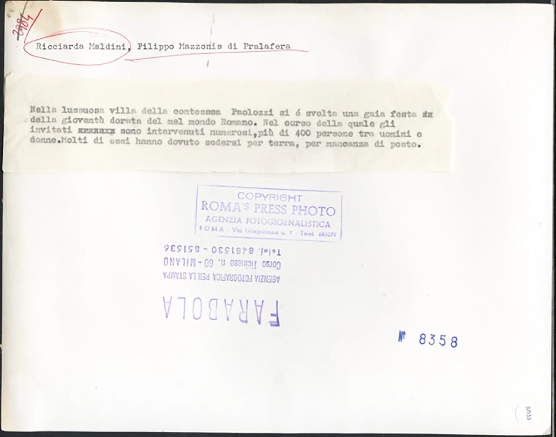 Ricciarda Maldini Filippo Mazzonis 1960 Ft 37153 - Stampa 20x30 cm - Farabola Stampa ai sali d'argento