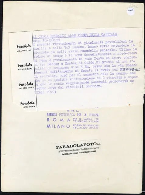 Ricerca petrolio a Roma 1955 Ft 4005 - Stampa 24x18 cm - Farabola Stampa ai sali d'argento