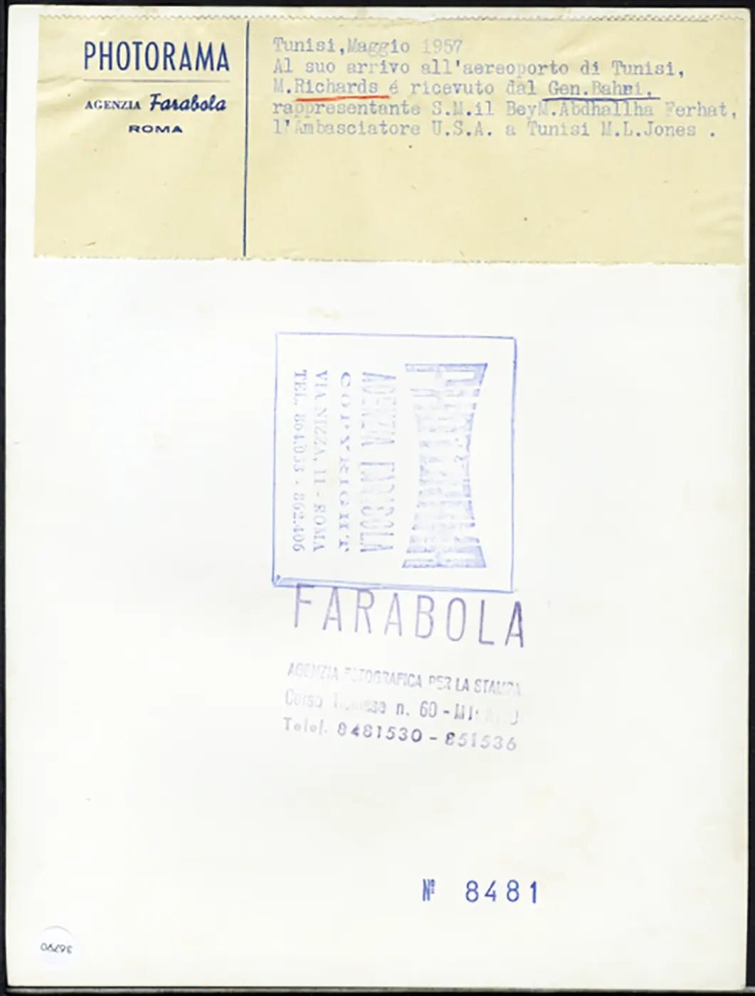 Richards inviato Usa Medio Oriente 1957 Ft 36790 - Stampa 24x18 cm - Farabola Stampa ai sali d'argento