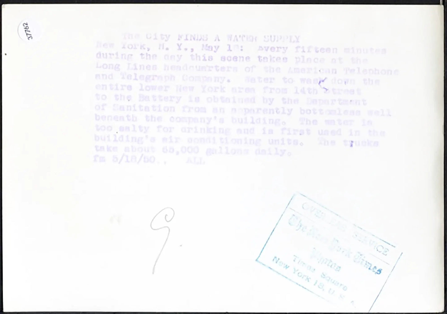 Rifornimento d'acqua a New York 1950 Ft 37762 - Stampa 18x13 cm - Farabola Stampa ai sali d'argento