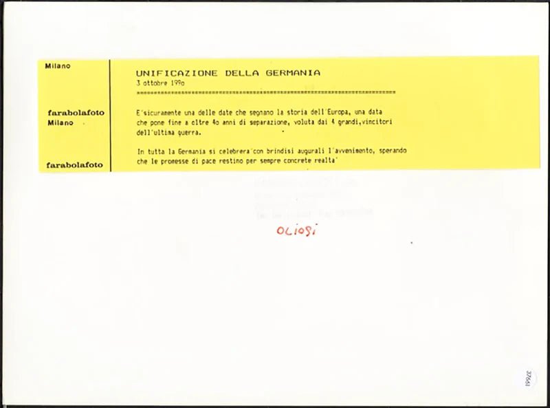 Riunificazione della Germania 1990 Ft 37661 - Stampa 24x18 cm - Farabola Stampa ai sali d'argento
