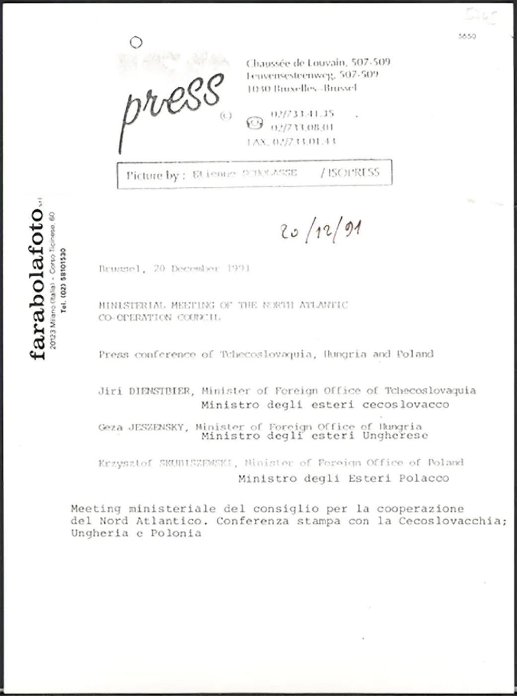 Riunione alla Nato 1991 Ft 5650 - Stampa 24x18 cm - Farabola Stampa ai sali d'argento