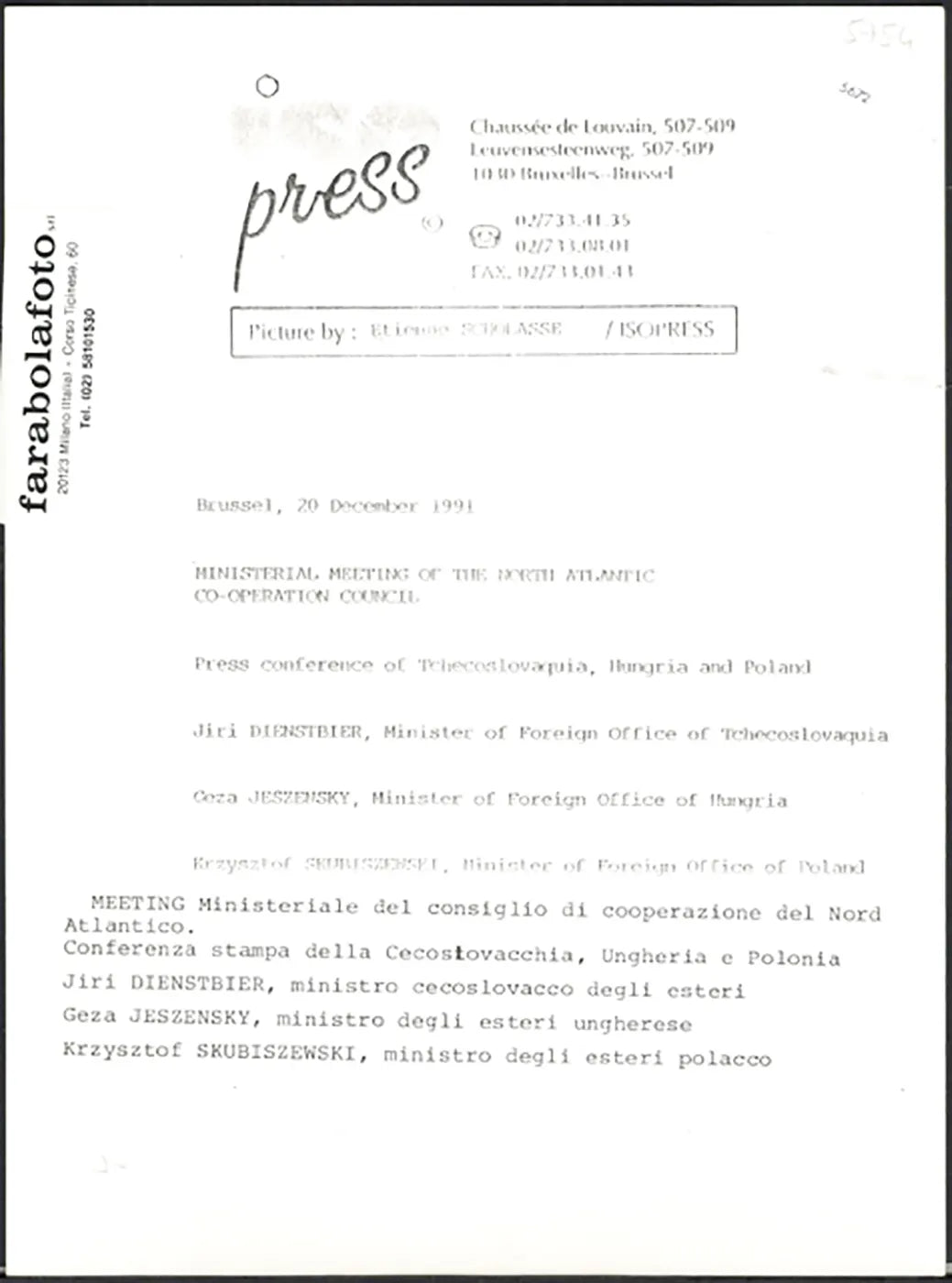 Riunione alla Nato 1991 Ft 5672 - Stampa 24x18 cm - Farabola Stampa ai sali d'argento