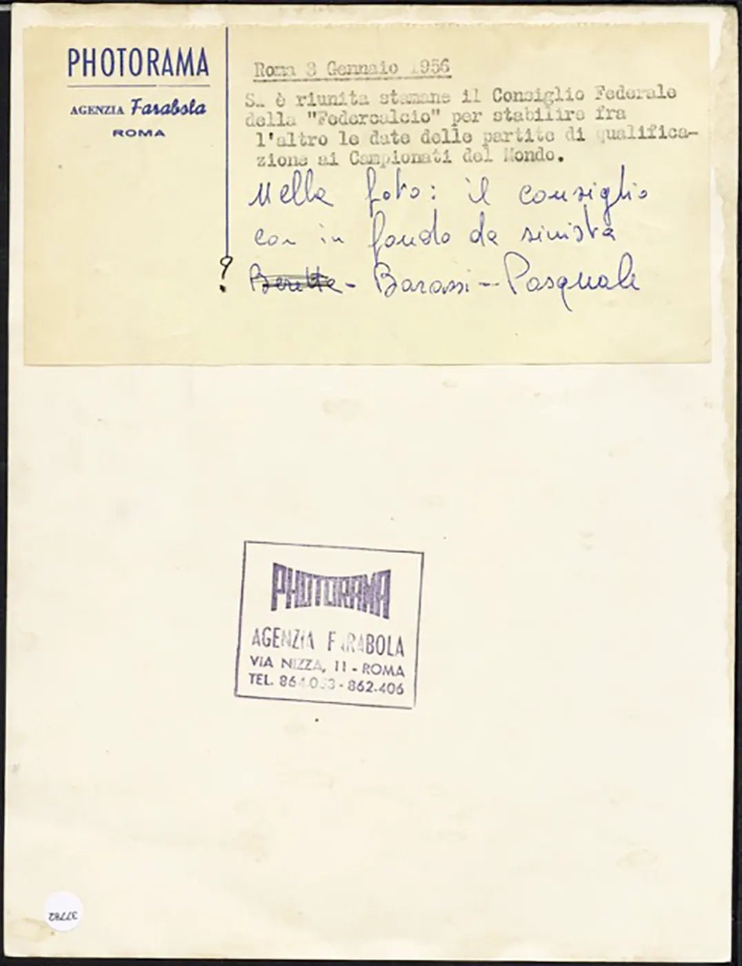 Riunione in Federcalcio 1956 Ft 37782 - Stampa 24x18 cm - Farabola Stampa ai sali d'argento