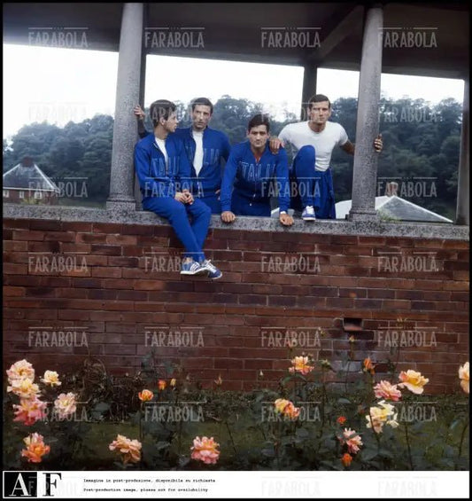 Rivera, Fogli, Rizzo e Facchetti in ritiro con la nazionale, Mondiali di calcio, 1966 - Farabola Immagine digitale