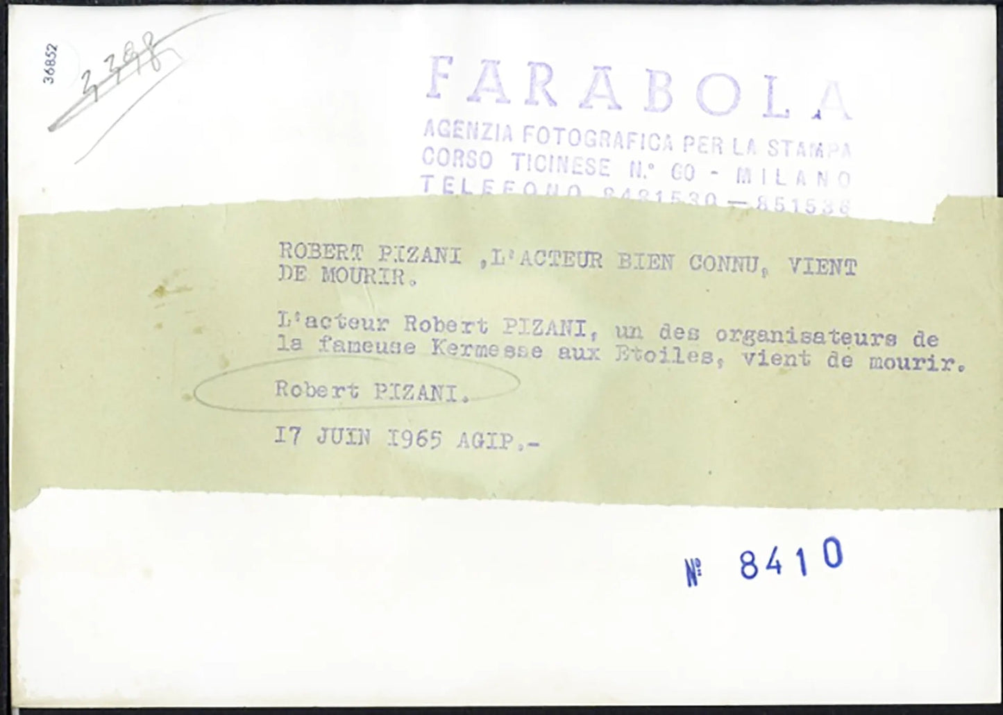 Robert Pizani 1965 Ft 36852 - Stampa 13x18 cm - Farabola Stampa ai sali d'argento