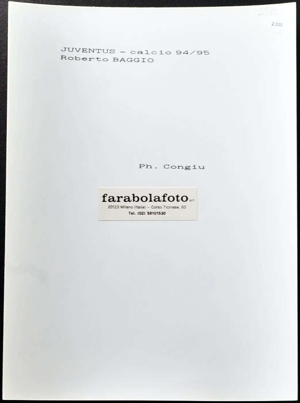 Roberto Baggio Juventus 1995 Ft 2555 - Stampa 24x18 cm - Farabola Stampa ai sali d'argento