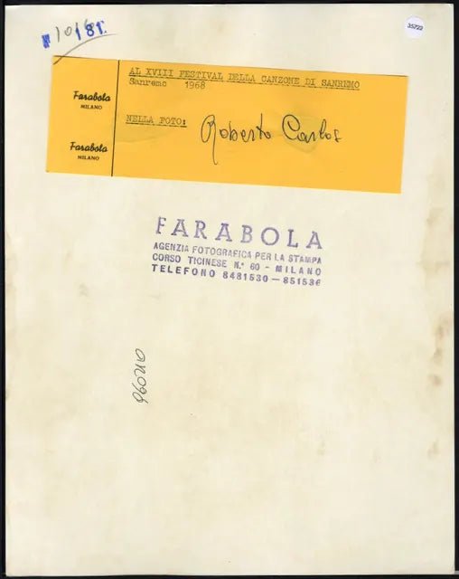 Roberto Carlos Festival di Sanremo 1968 Ft 35722 - Stampa 21x27 cm - Farabola Stampa ai sali d'argento