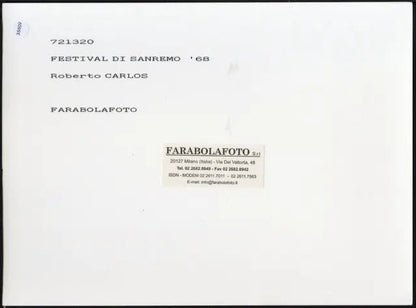 Roberto Carlos Sanremo 1968 Ft 35609 - Stampa 24x18 cm - Farabola Stampa ai sali d'argento (anni 90)