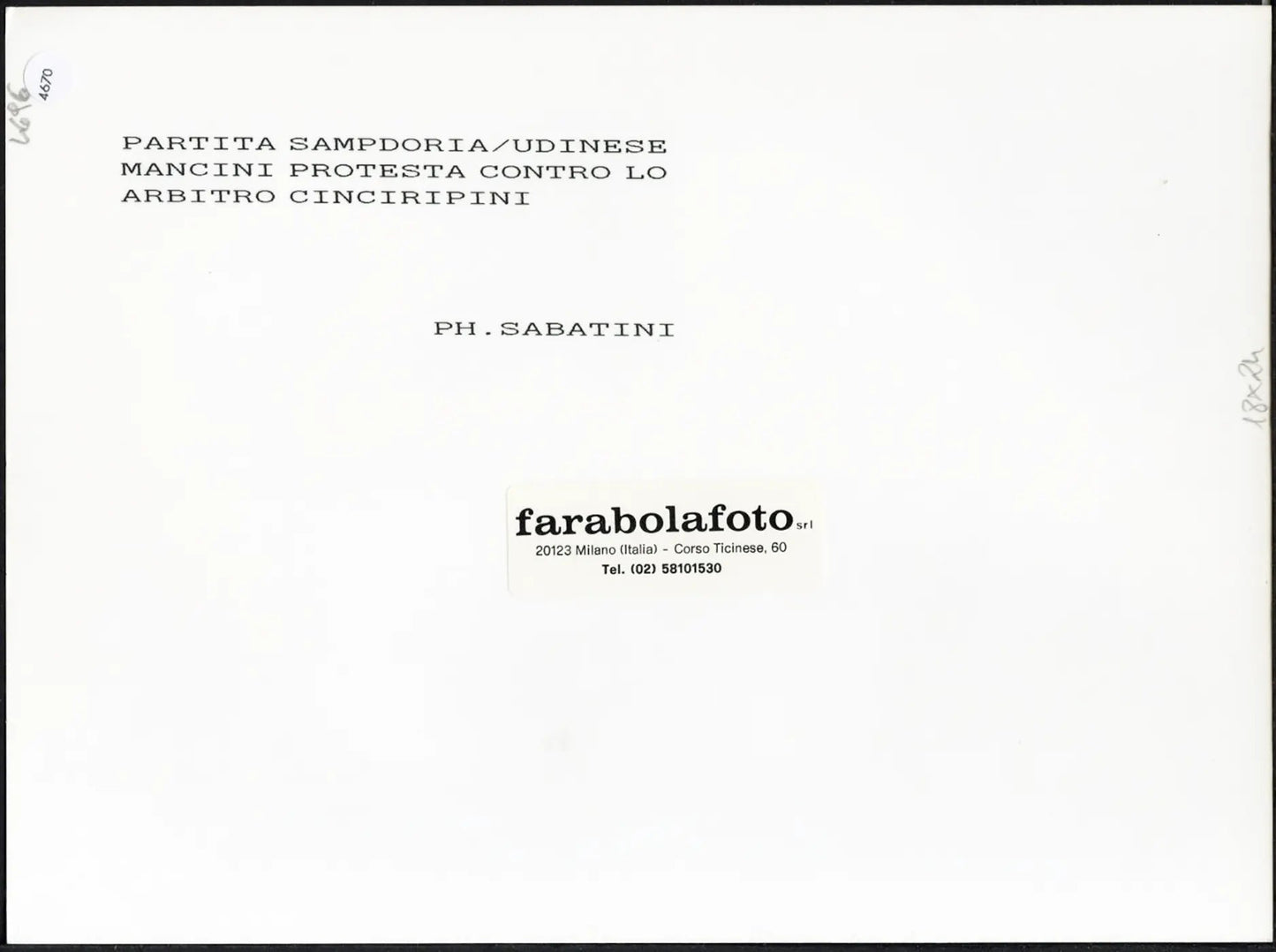 Roberto Mancini Sampdoria anni 80 Ft 4670 - Stampa 24x18 cm - Farabola Stampa ai sali d'argento