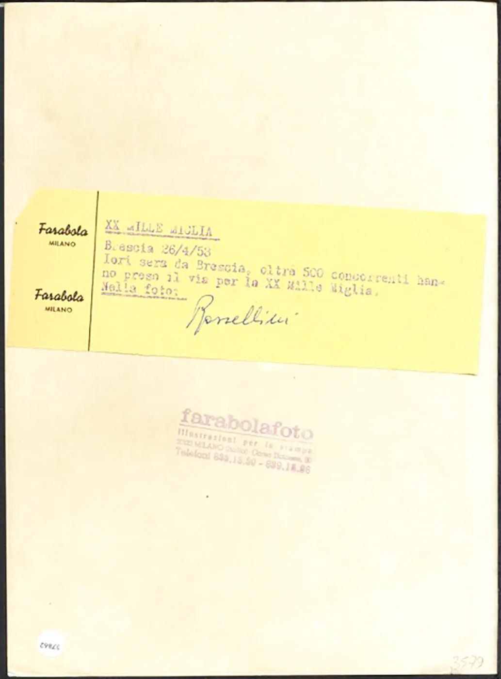 Roberto Rossellini alla Mille Miglia 1953 Ft 37862 - Stampa 24x18 cm - Farabola Stampa ai sali d'argento