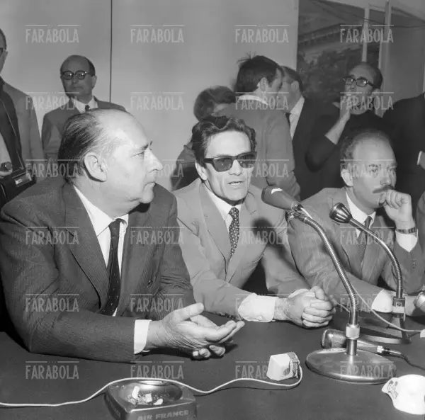 Roberto Rossellini, Pier Paolo Pasolini e Alfredo Bini, Festival di Cannes, 1966 - Farabola Immagine digitale