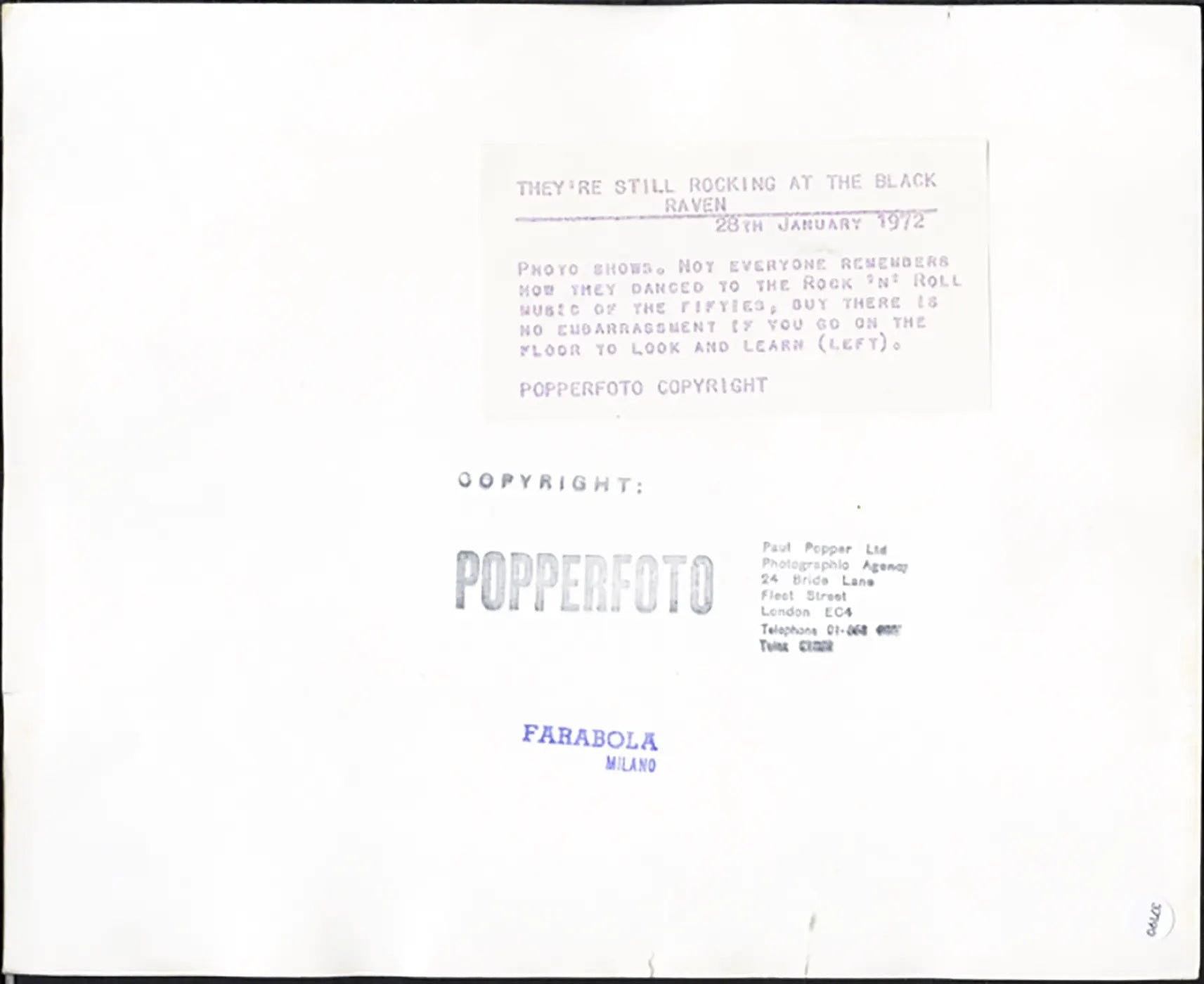 Rock and roll al Black Raven 1972 Ft 37190 - Stampa 20x25 cm - Farabola Stampa ai sali d'argento