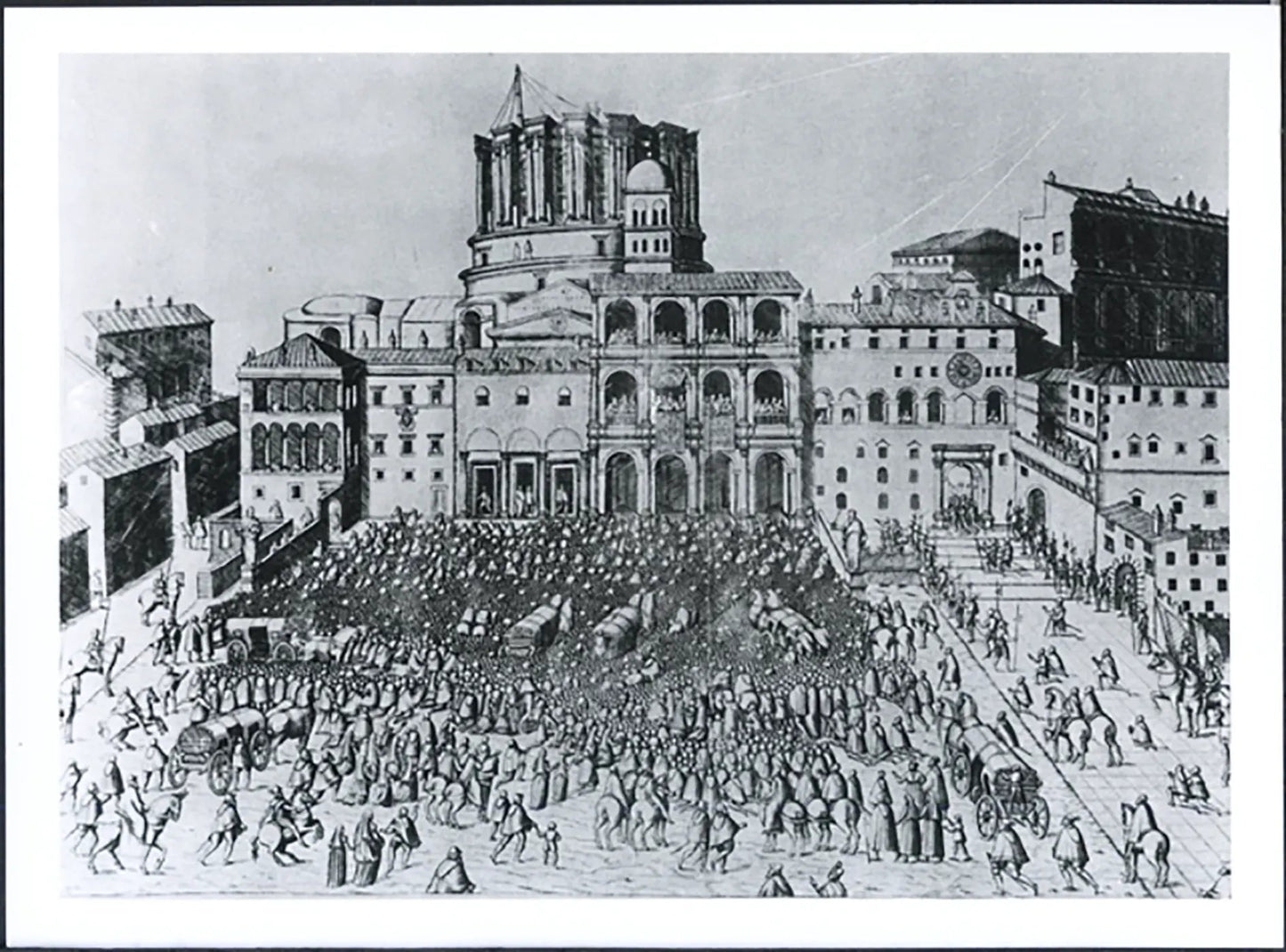 Roma Piazza San Pietro nel 1564 Ft 5048 - Stampa 24x18 cm - Farabola Stampa ai sali d'argento (anni 90)