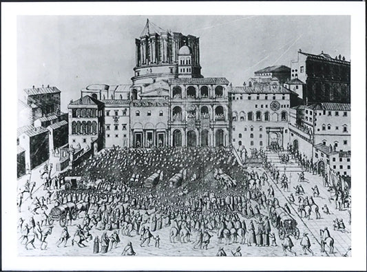 Roma Piazza San Pietro nel 1564 Ft 5048 - Stampa 24x18 cm - Farabola Stampa ai sali d'argento (anni 90)