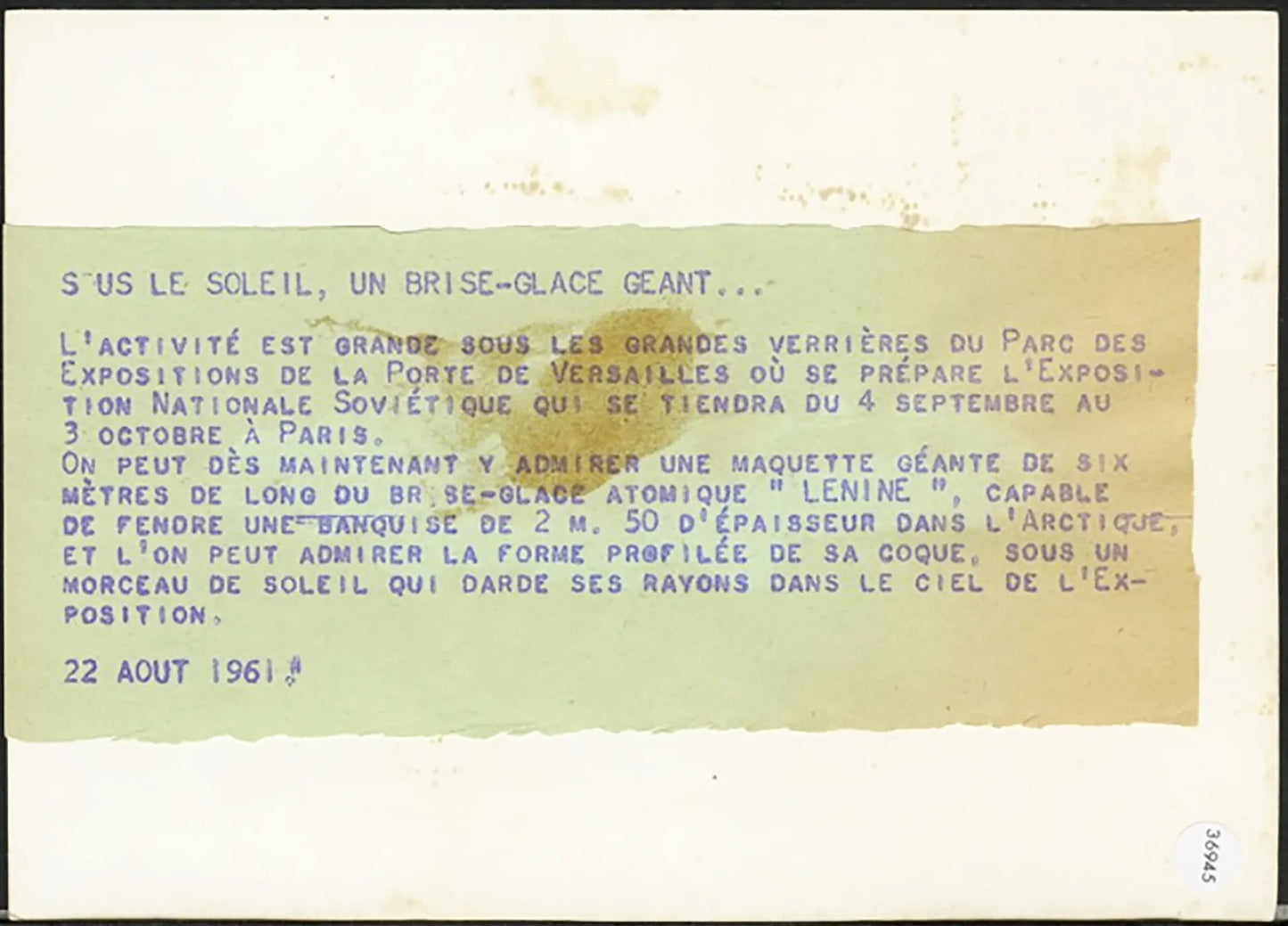 Rompighiaccio atomico Lenin 1961 Ft 36945 - Stampa 13x18 cm - Farabola Stampa ai sali d'argento