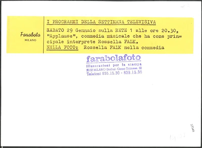 Rossella Falk commedia Applause 1980 Ft 37348 - Stampa 18x13 cm - Farabola Stampa ai sali d'argento