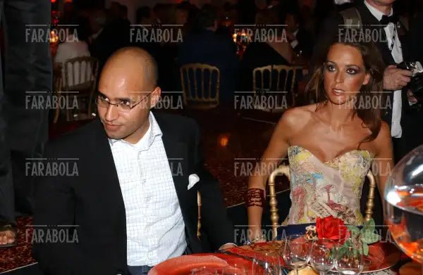 Saif El - Islam Gheddafi ed Elsi Stafford, Festival di Cannes, 2003 - Farabola Immagine digitale