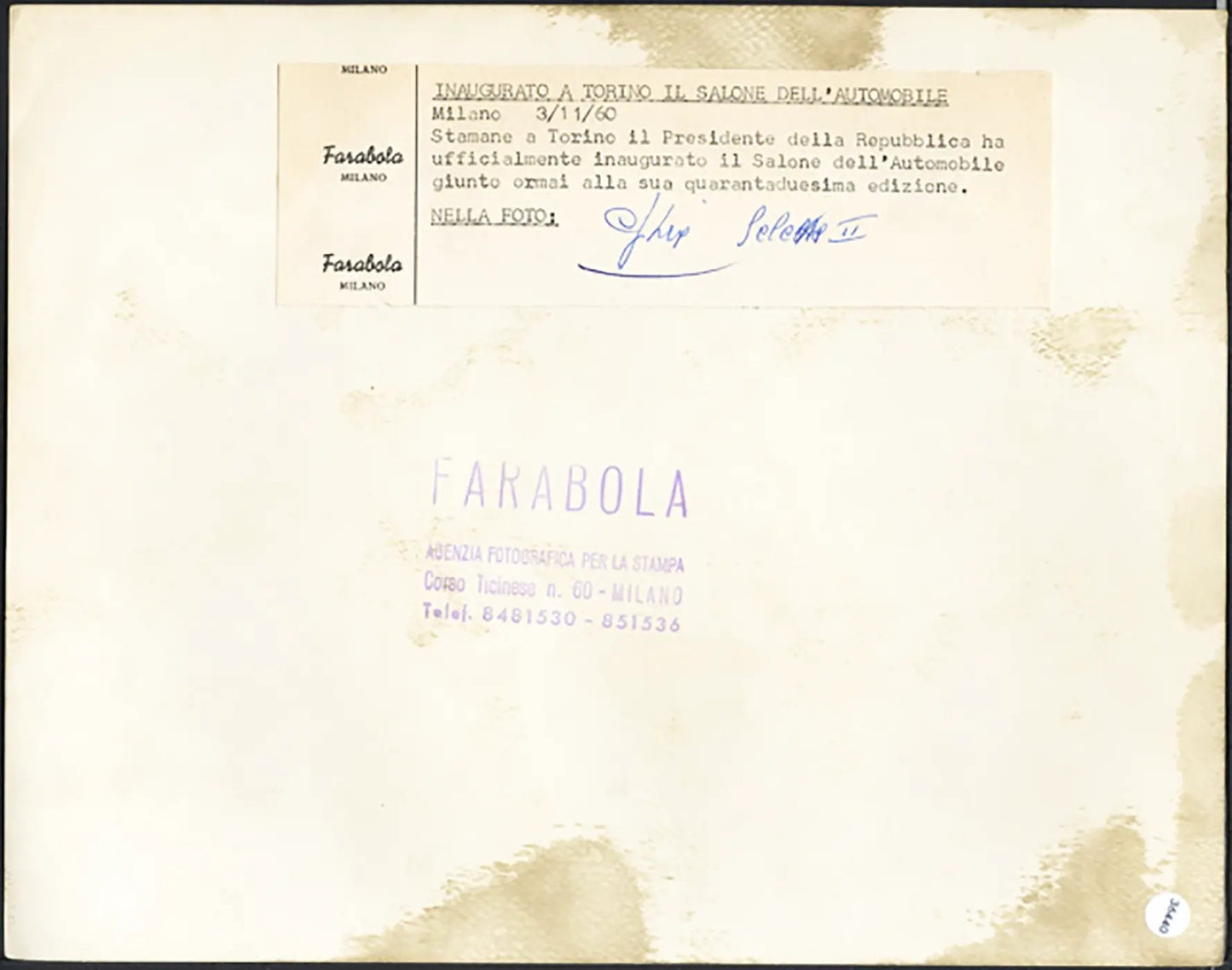 Salone Auto Torino 1960 Ghia Selene II Ft 36440 - Stampa 21x27 cm - Farabola Stampa ai sali d'argento