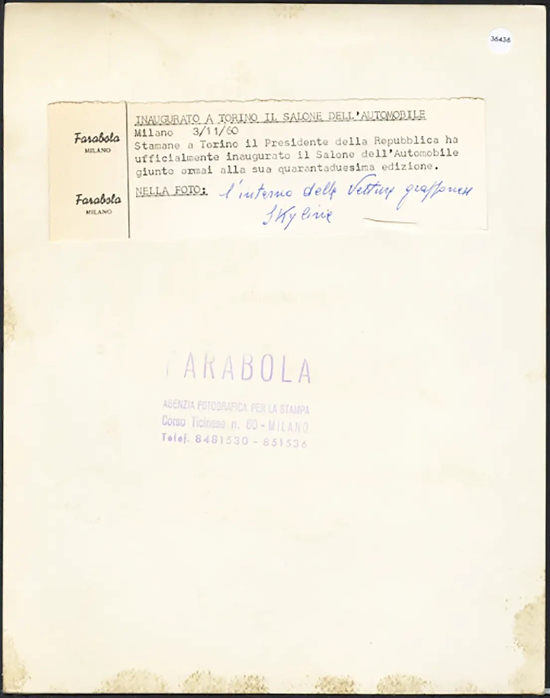 Salone Auto Torino 1960 Skyline Ft 36436 - Stampa 21x27 cm - Farabola Stampa ai sali d'argento