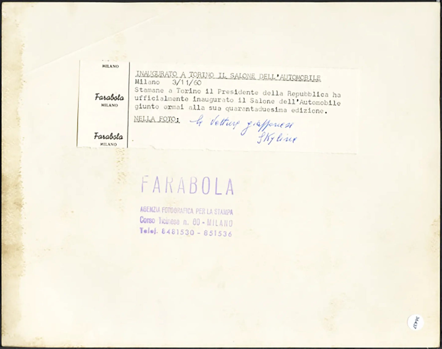 Salone Auto Torino 1960 Skyline Ft 36437 - Stampa 21x27 cm - Farabola Stampa ai sali d'argento