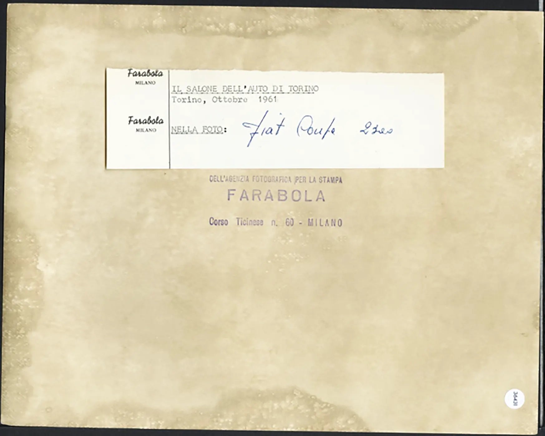 Salone Auto Torino 1961 Fiat 2300 Ft 36431 - Stampa 21x27 cm - Farabola Stampa ai sali d'argento