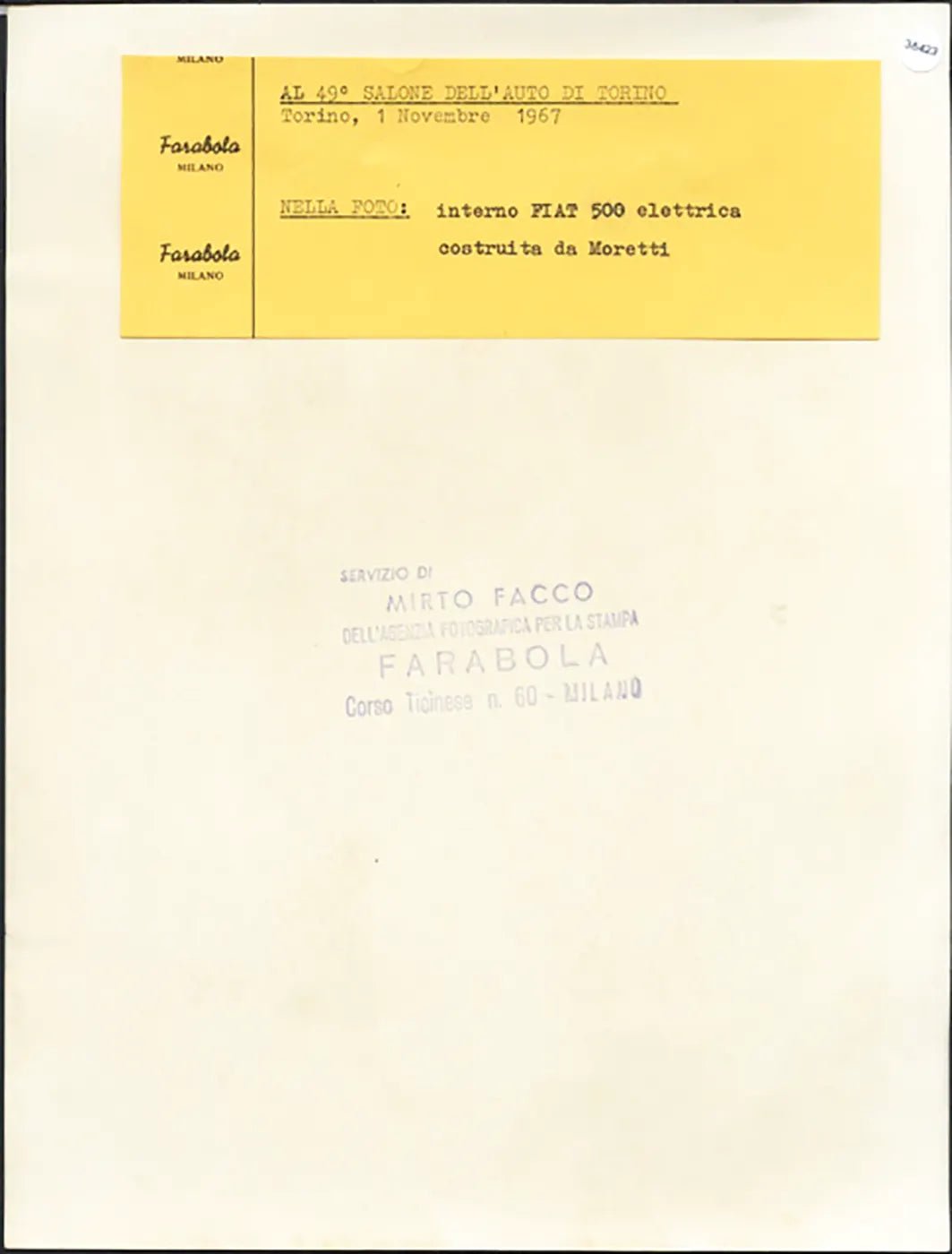 Salone Auto Torino 1967 Fiat 500 Ft 36423 - Stampa 21x27 cm - Farabola Stampa ai sali d'argento