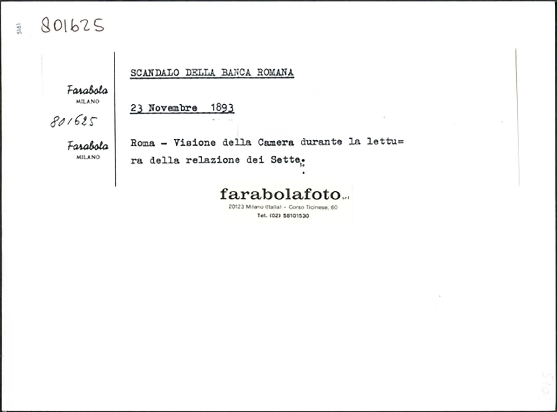 Scandalo della Banca Romana alla Camera 1893 Ft 5161 - Stampa 24x18 cm - Farabola Stampa ai sali d'argento (anni 90)