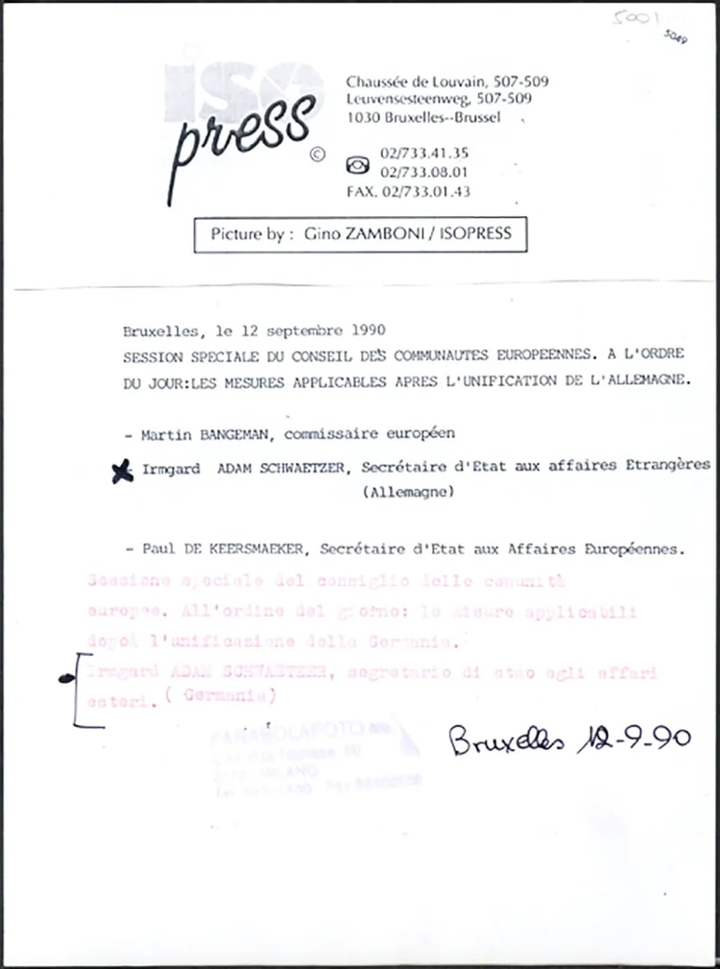 Schwaetzer, segretario stato Germania 1990 Ft 5049 - Farabola Stampa ai sali d'argento